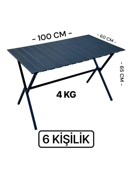 Katlanır kamp masası 4 kişilik 60x100 cm